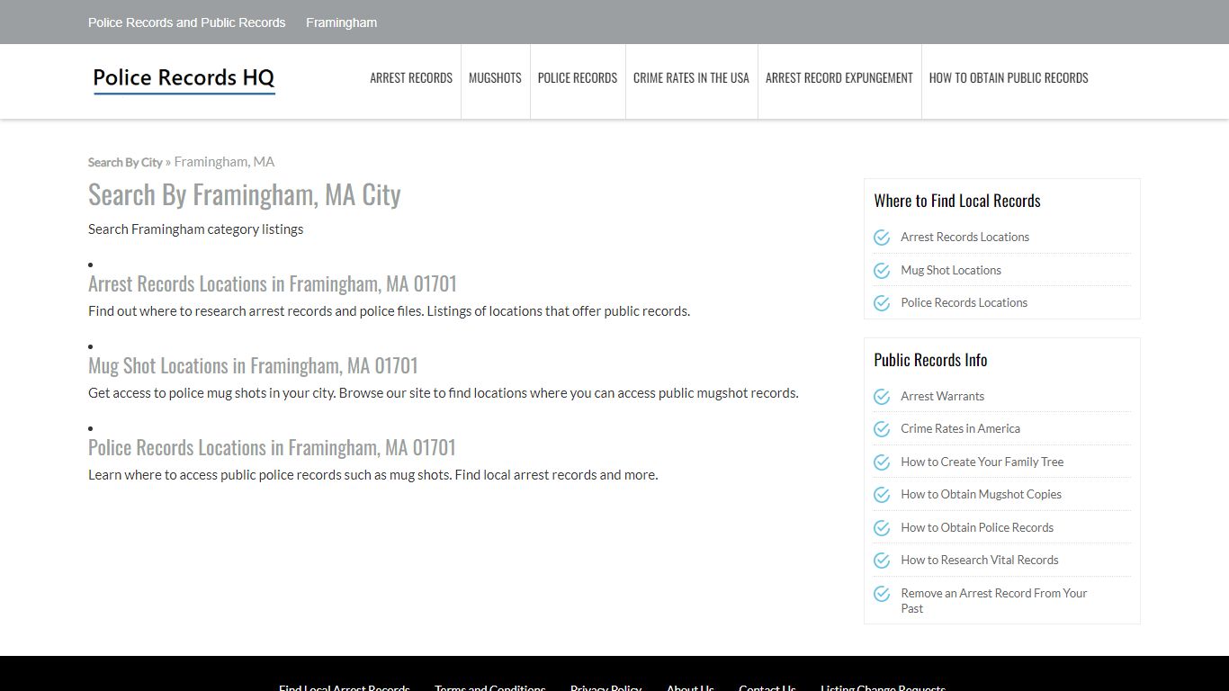 Police Records in Framingham, MA
