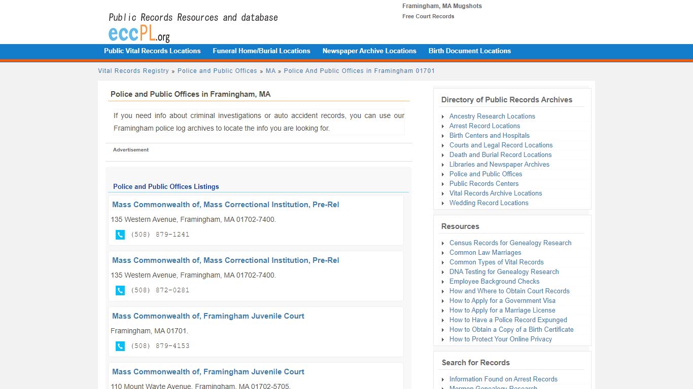 Framingham, MA Mugshots - Free Court Records - EccPL.org